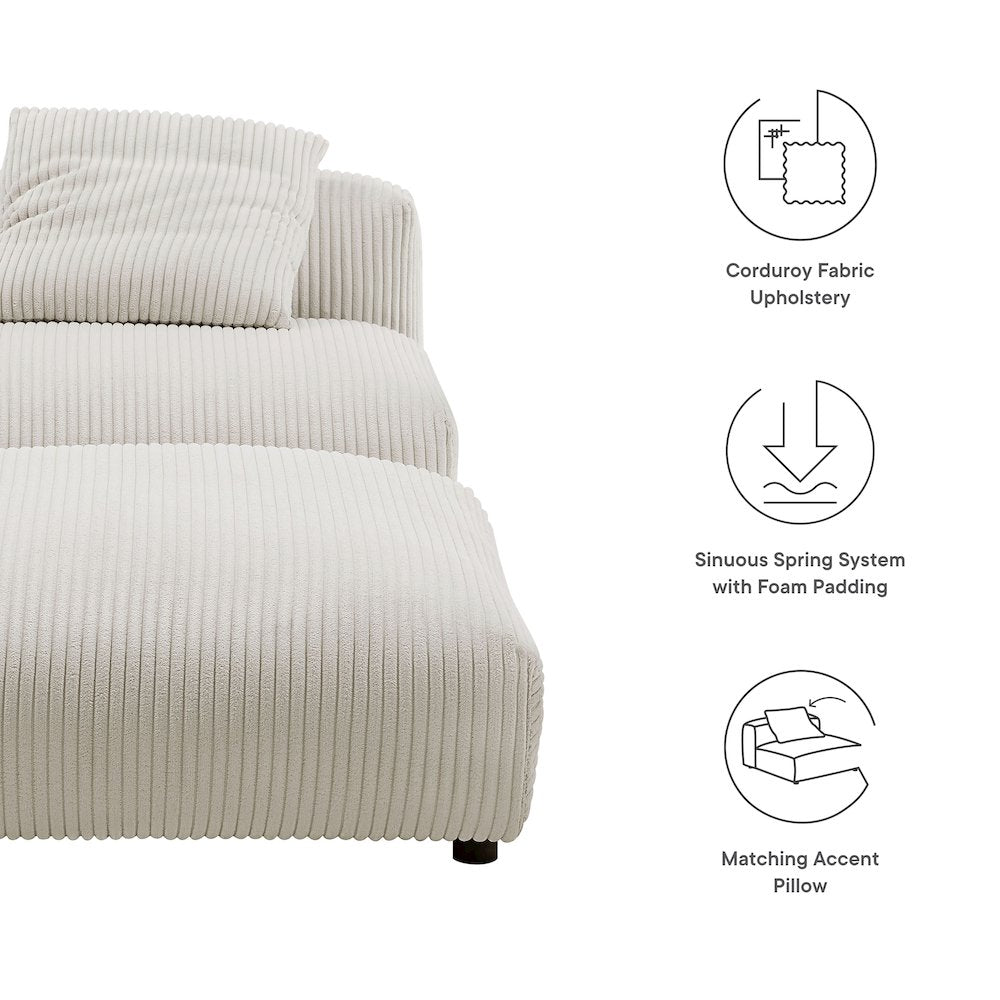 Solace Modular Corduroy Upholstered Armless Chair and Ottoman Set