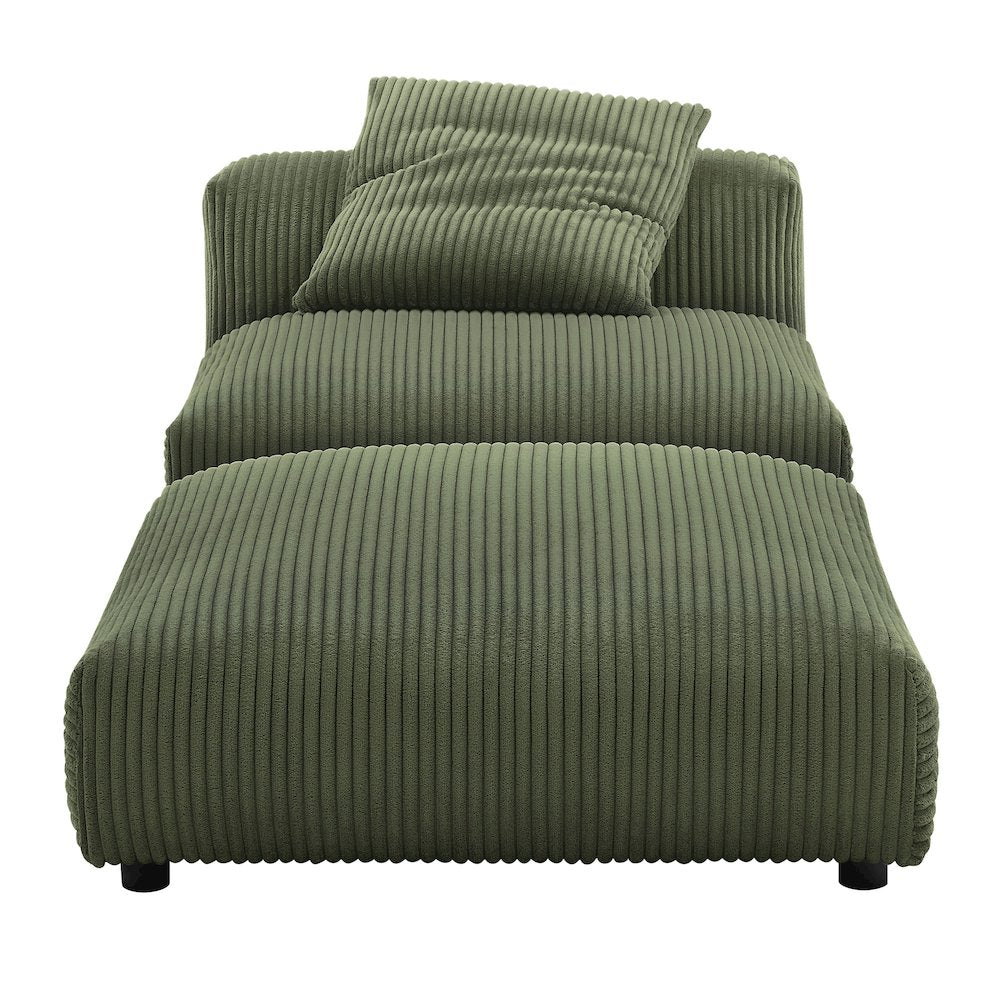 Solace Modular Corduroy Upholstered Armless Chair and Ottoman Set