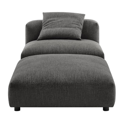 Solace Modular Upholstered Fabric Armless Chair and Ottoman Set