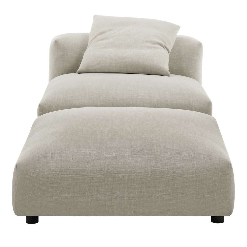 Solace Modular Upholstered Fabric Armless Chair and Ottoman Set