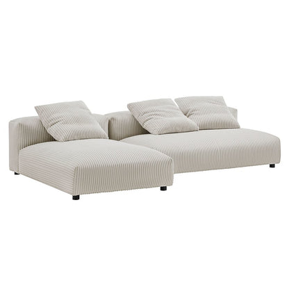 Solace 2-Piece Modular Corduroy Upholstered Sectional Sofa With Chaise