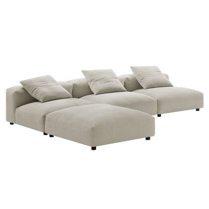 Solace 4-Piece Modular Upholstered Fabric Sectional Sofa