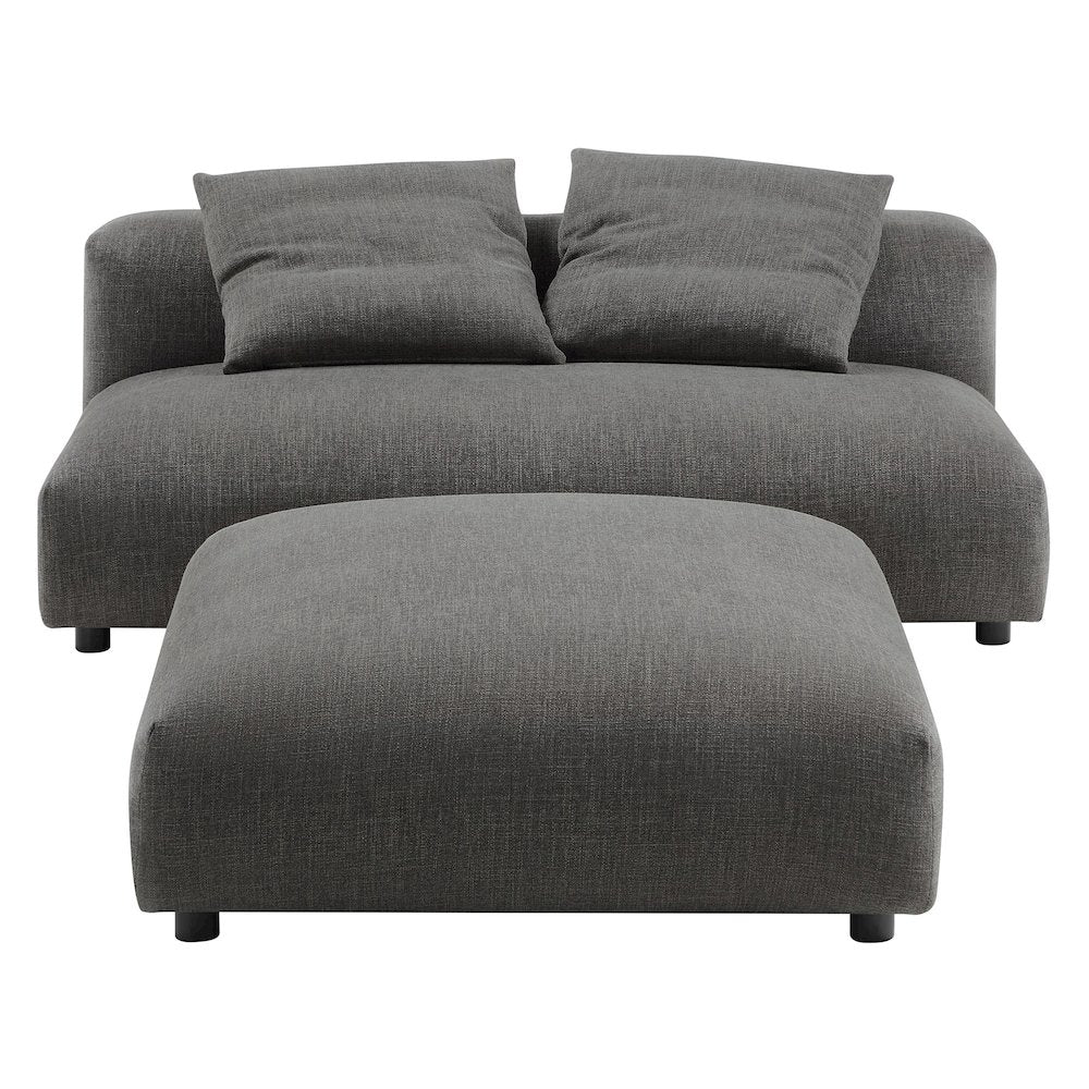 Solace Modular Upholstered Fabric Armless Loveseat and Ottoman Set