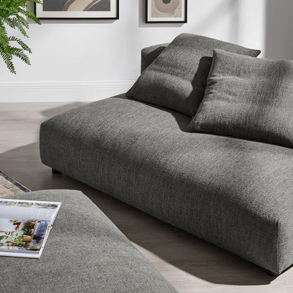 Solace Modular Upholstered Fabric Armless Loveseat and Ottoman Set