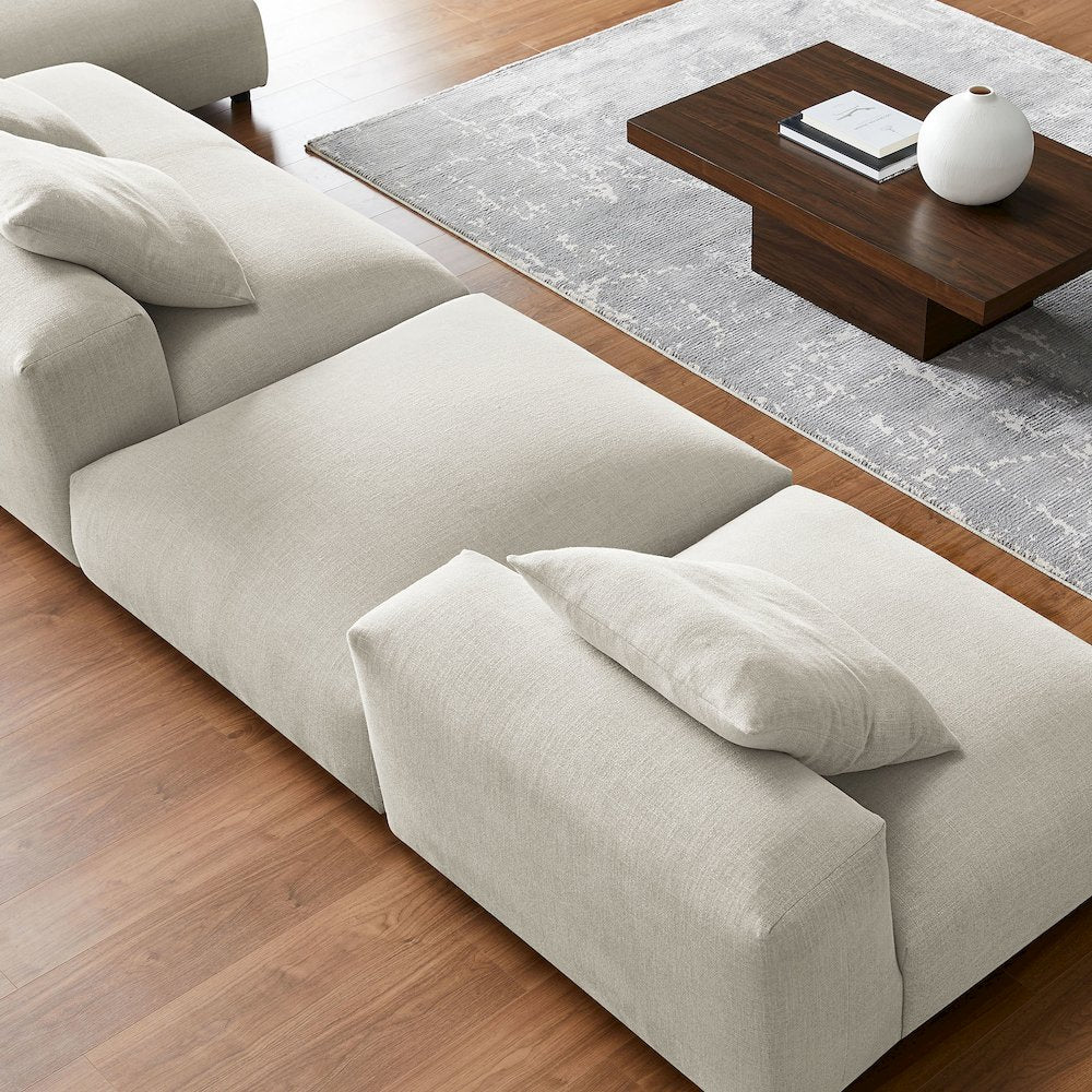 Solace 4-Piece Modular Upholstered Fabric Sectional Sofa With Ottoman