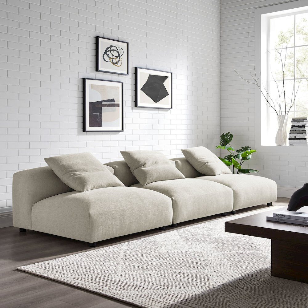 Solace 3-Piece Modular Upholstered Fabric Sofa