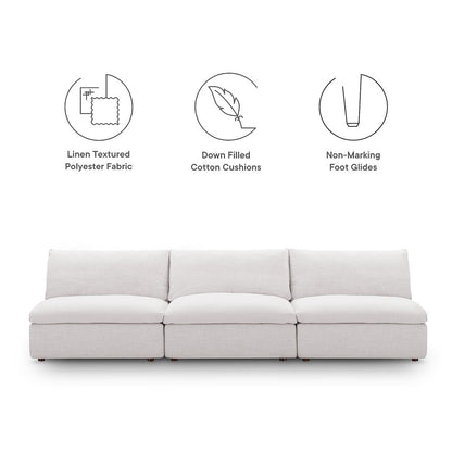 Commix Down Filled Overstuffed 3-Piece Armless Sectional Sofa