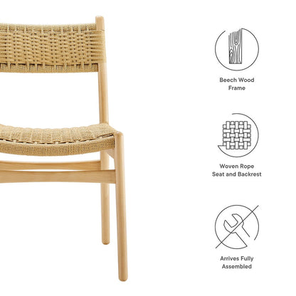 Wynn Rope and Wood Dining Side Chairs Set of 2
