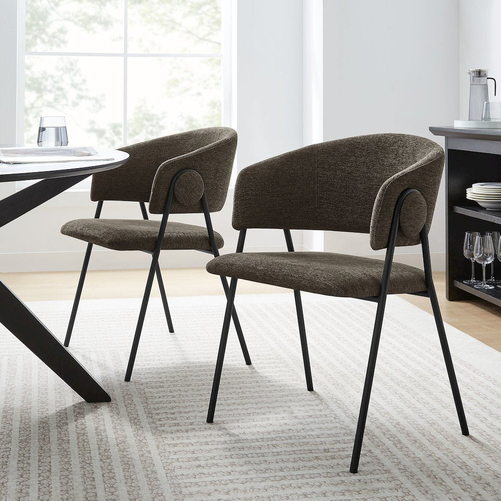 Nella Upholstered Heathered Chenille Dining Chairs Set of 2