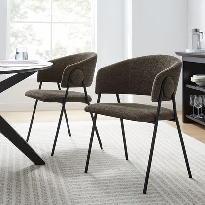 Nella Upholstered Heathered Chenille Dining Chairs Set of 2