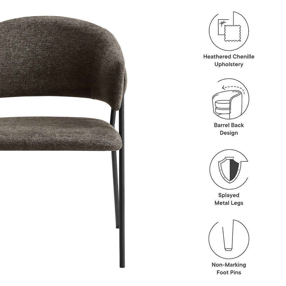 Nella Upholstered Heathered Chenille Dining Chairs Set of 2