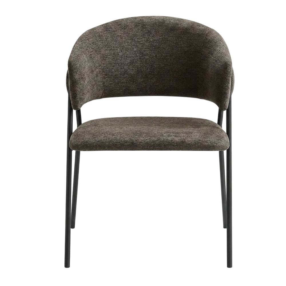 Upholstered Heathered Chenille Dining Chairs, Java Black, Set of 2