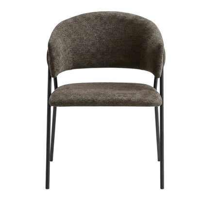 Upholstered Heathered Chenille Dining Chairs, Java Black, Set of 2