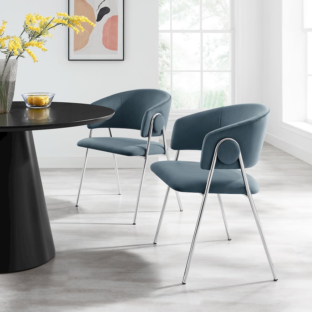 Nella Upholstered Performance Velvet Dining Chair Set of 2
