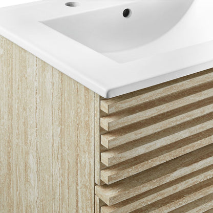 Render 24" Faux Travertine Bathroom Vanity With Sink