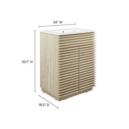 Render 24" Faux Travertine Bathroom Vanity With Sink