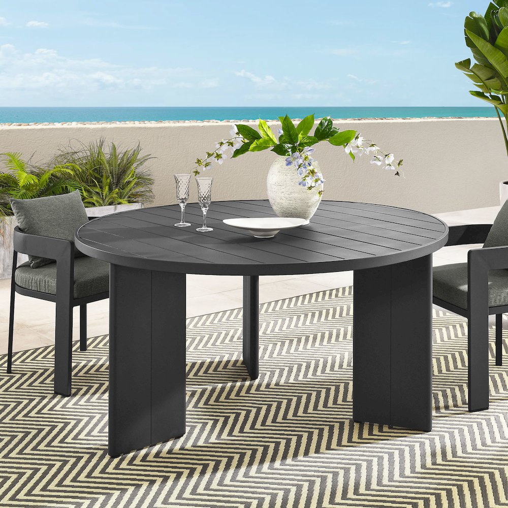Tahoe Round Outdoor Patio Aluminum Dining Table