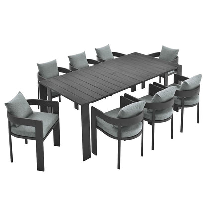 Tahoe 9-Piece Outdoor Patio Aluminum Dining Set