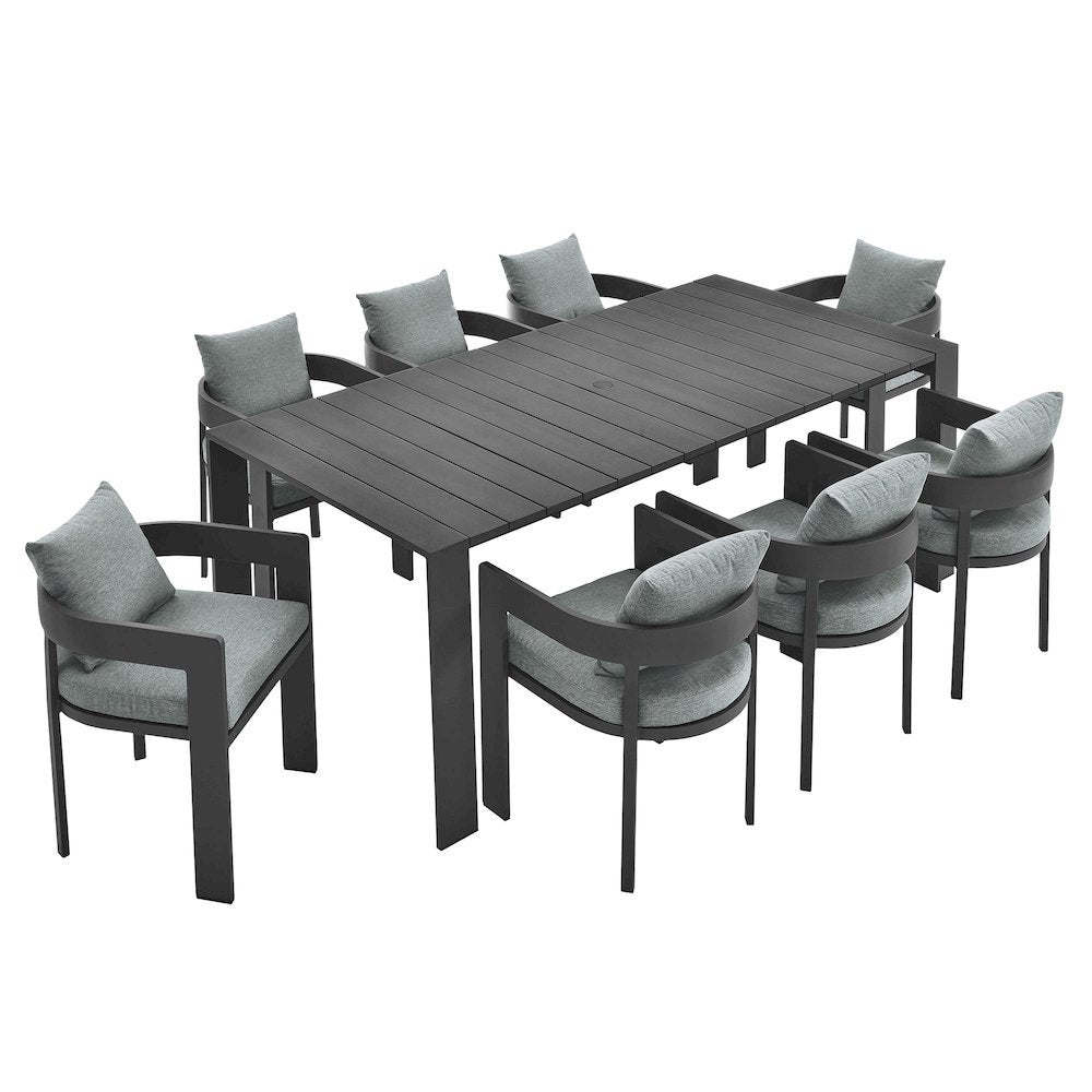 Aluminum Outdoor Patio Dining Set with Table and Chairs for Deck, Gray Gray