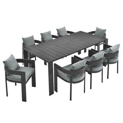 Aluminum Outdoor Patio Dining Set with Table and Chairs for Deck, Gray Gray