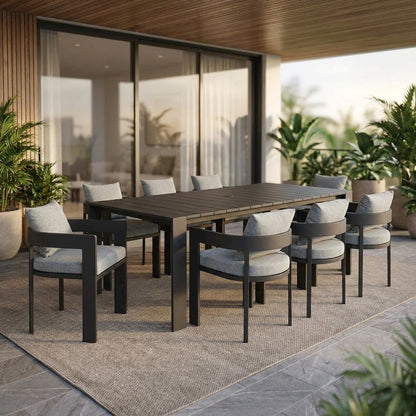 Aluminum Outdoor Patio Dining Set with Table and Chairs for Deck, Gray Gray