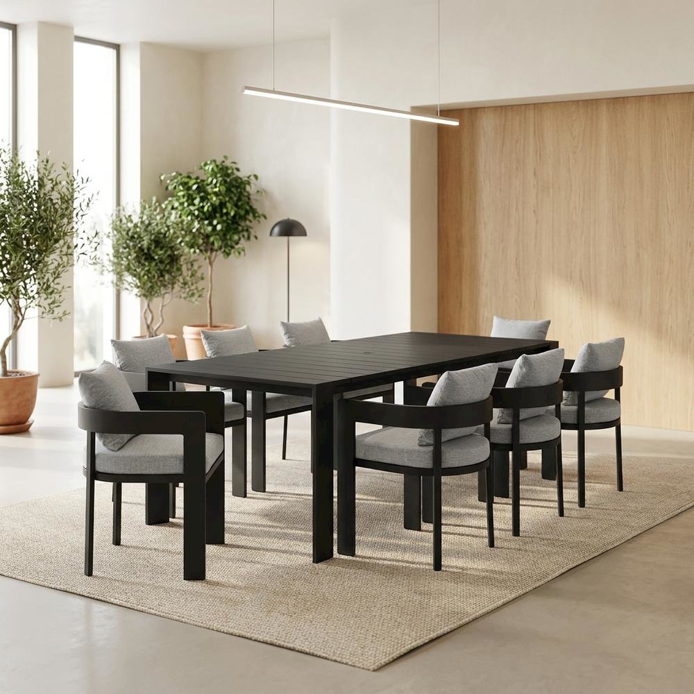 Aluminum Outdoor Patio Dining Set with Table and Chairs for Deck, Gray Gray