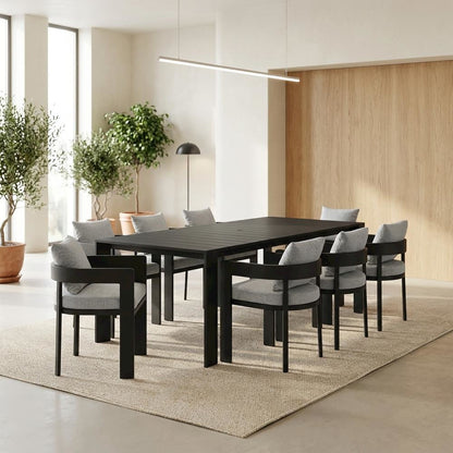 Aluminum Outdoor Patio Dining Set with Table and Chairs for Deck, Gray Gray
