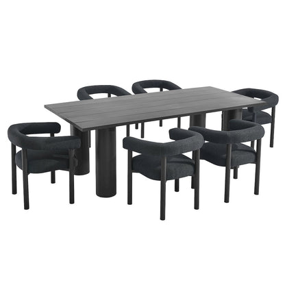 Nautica 7-Piece Rectangular Outdoor Patio Aluminum Dining Table and Chairs Set