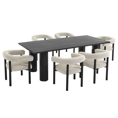 Nautica 7-Piece Rectangular Outdoor Patio Aluminum Dining Table and Chairs Set