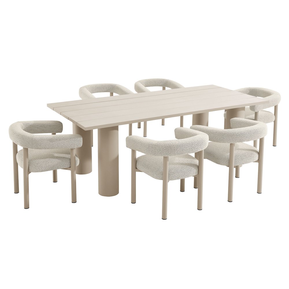Nautica 7-Piece Rectangular Outdoor Patio Aluminum Dining Table and Chairs Set