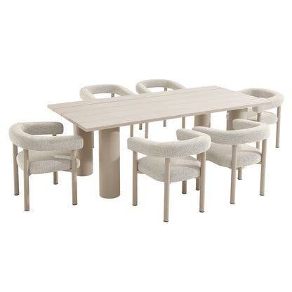 Nautica 7-Piece Rectangular Outdoor Patio Aluminum Dining Table and Chairs Set