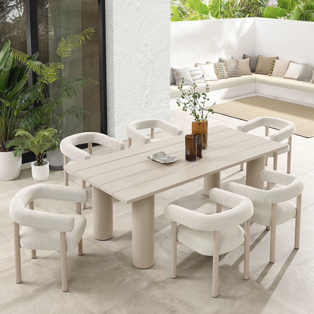 Nautica 7-Piece Rectangular Outdoor Patio Aluminum Dining Table and Chairs Set