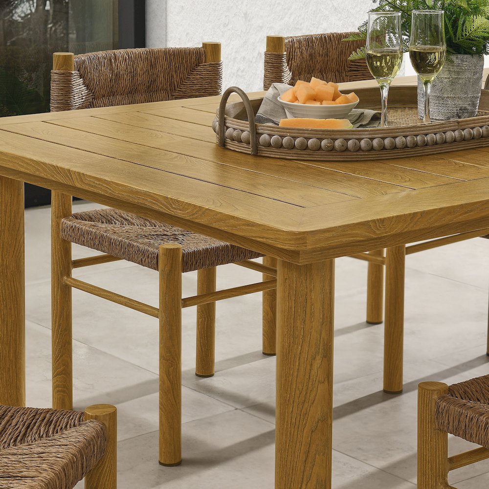 7-Piece Rectangular Outdoor Rattan and Aluminum Dining Table and Chairs Set