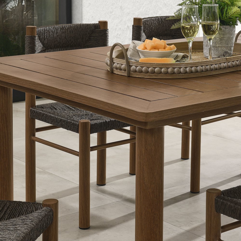 7-Piece Rectangular Outdoor Rattan and Aluminum Dining Table and Chairs Set