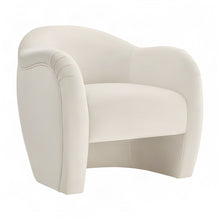 Performance Velvet Barrel Accent Chair with Thick Cushioned Seat, Alabaster