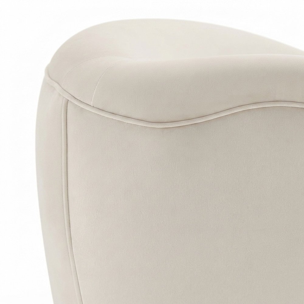 Performance Velvet Barrel Accent Chair with Thick Cushioned Seat, Alabaster