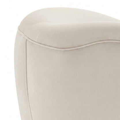 Performance Velvet Barrel Accent Chair with Thick Cushioned Seat, Alabaster