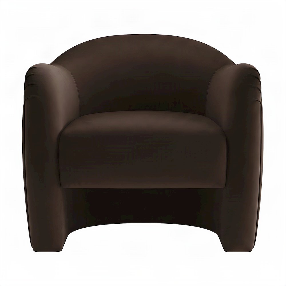 Performance Velvet Barrel Accent Chair with Cushioned Seat, Chocolate Brown