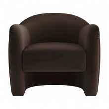 Performance Velvet Barrel Accent Chair with Cushioned Seat, Chocolate Brown