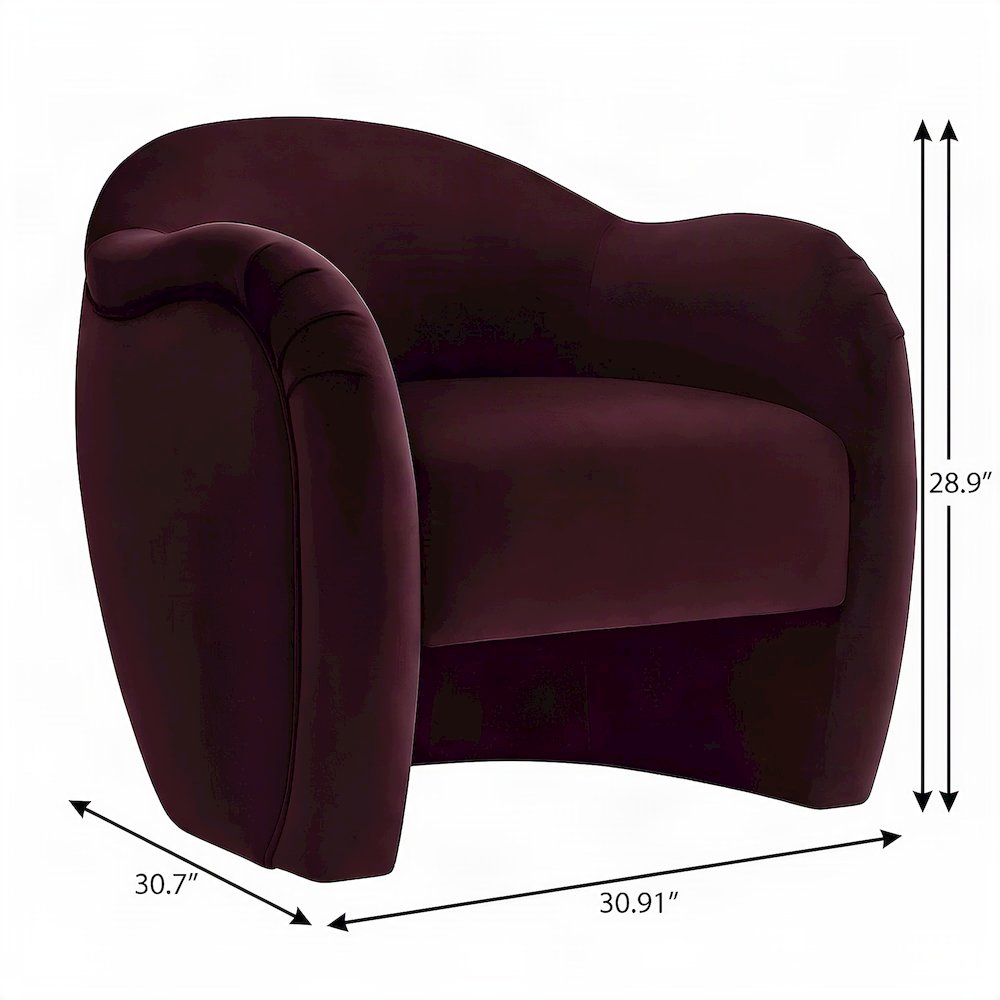 Performance Velvet Barrel Accent Chair with Thick Cushioned Seat, Mulberry