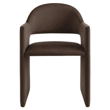Performance Velvet Dining Armchair with Solid Wood Legs, Chocholate Brown