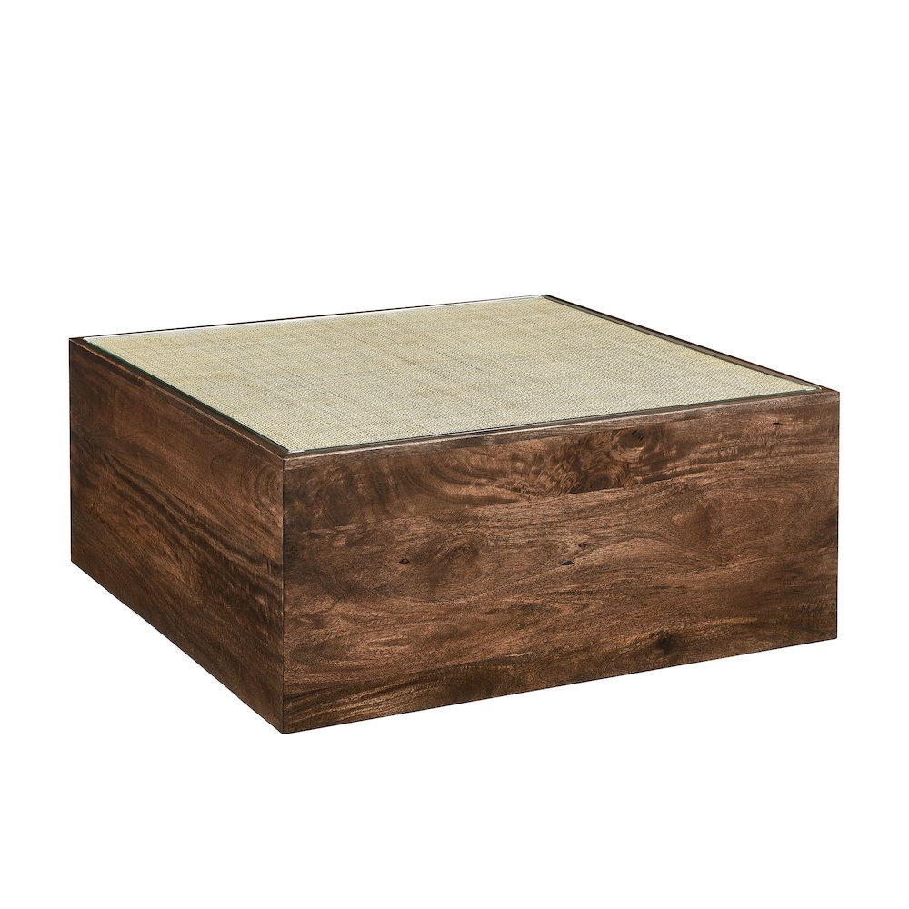 Truett Square Wood Rattan Coffee Table