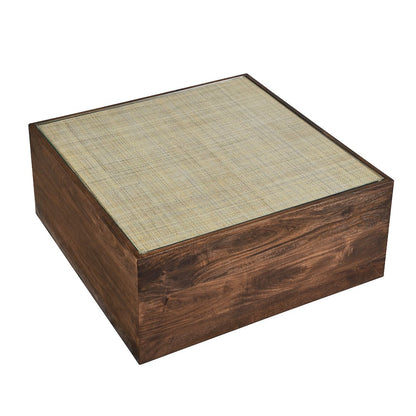 Truett Square Wood Rattan Coffee Table