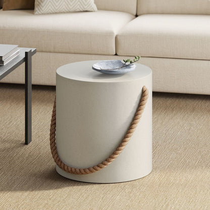 Isera Indoor - Outdoor Patio Rope Concrete Side Table Stool