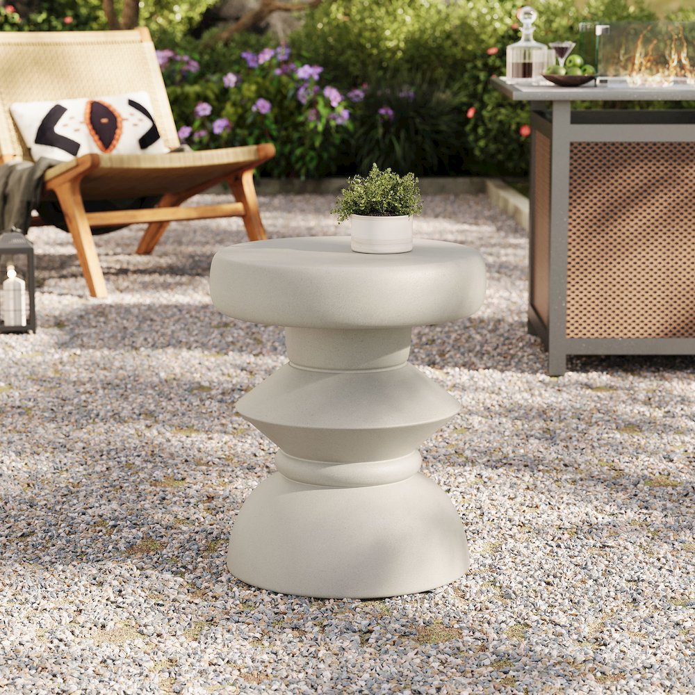 Terza Indoor - Outdoor Patio Concrete Side Table