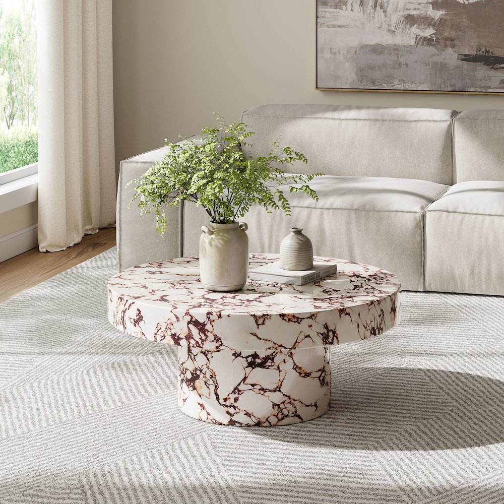 Alora Indoor - Outdoor Patio Concrete Round Coffee Table