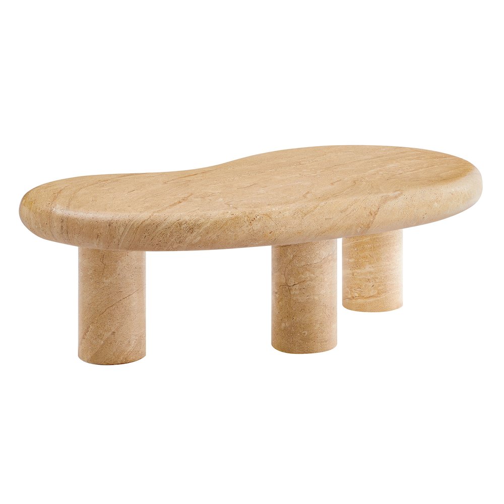 Elowen Indoor - Outdoor Patio Textured Faux Travertine Coffee Table