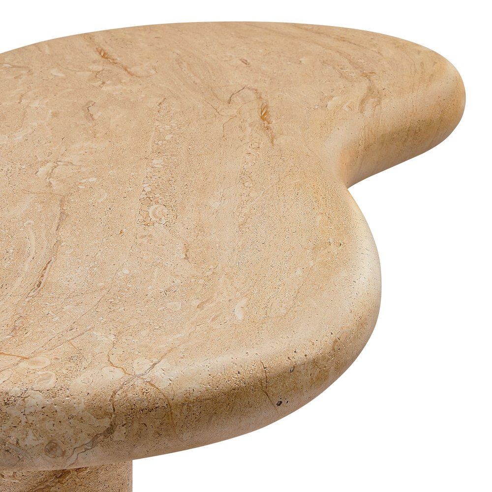 Elowen Indoor - Outdoor Patio Textured Faux Travertine Coffee Table