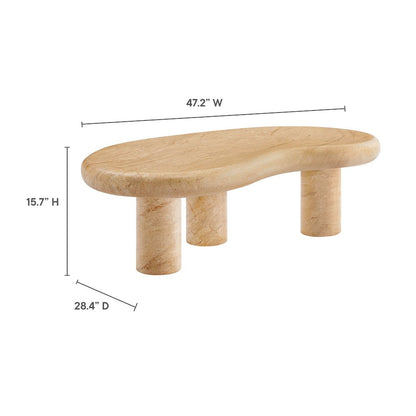 Elowen Indoor - Outdoor Patio Textured Faux Travertine Coffee Table