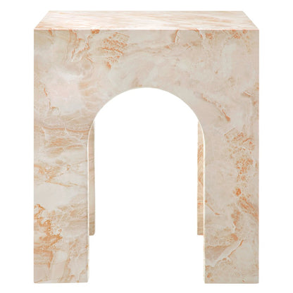 Valen Square Indoor - Outdoor Patio Arched Concrete Side Table